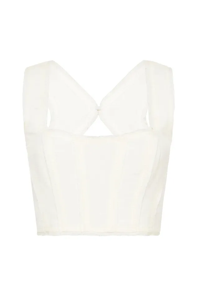 Aje Radiance Cropped Top Ivory Women Tops