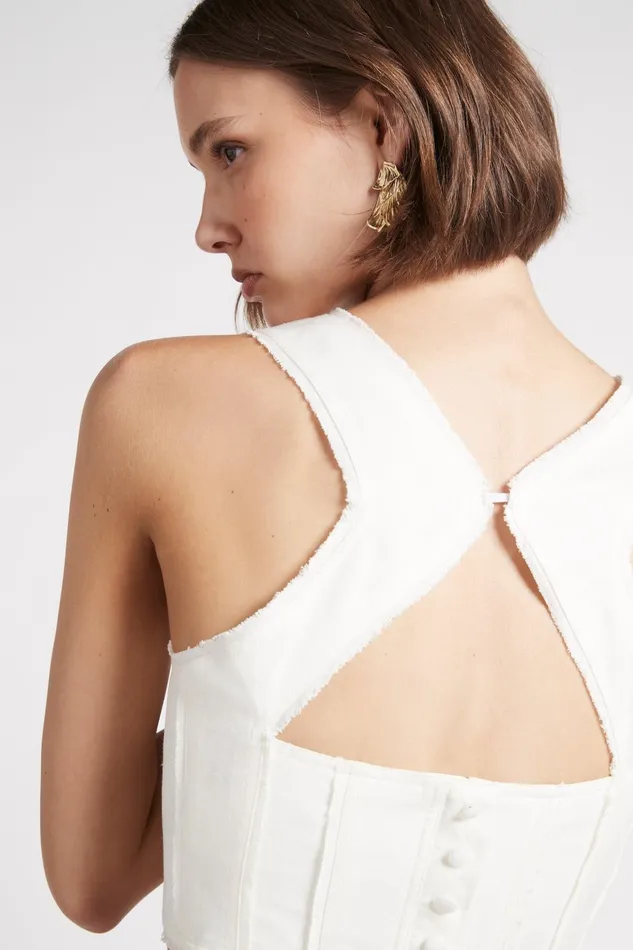 Aje Radiance Cropped Top Ivory Women Tops