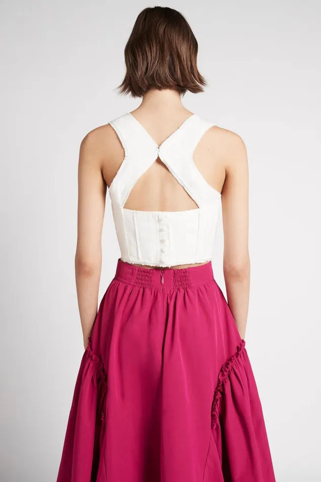 Aje Radiance Cropped Top Ivory Women Tops