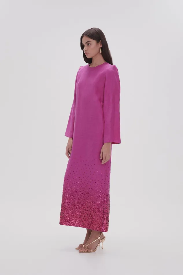 Aje Reflection Sequin Maxi Dress Deep Magenta Women Dresses