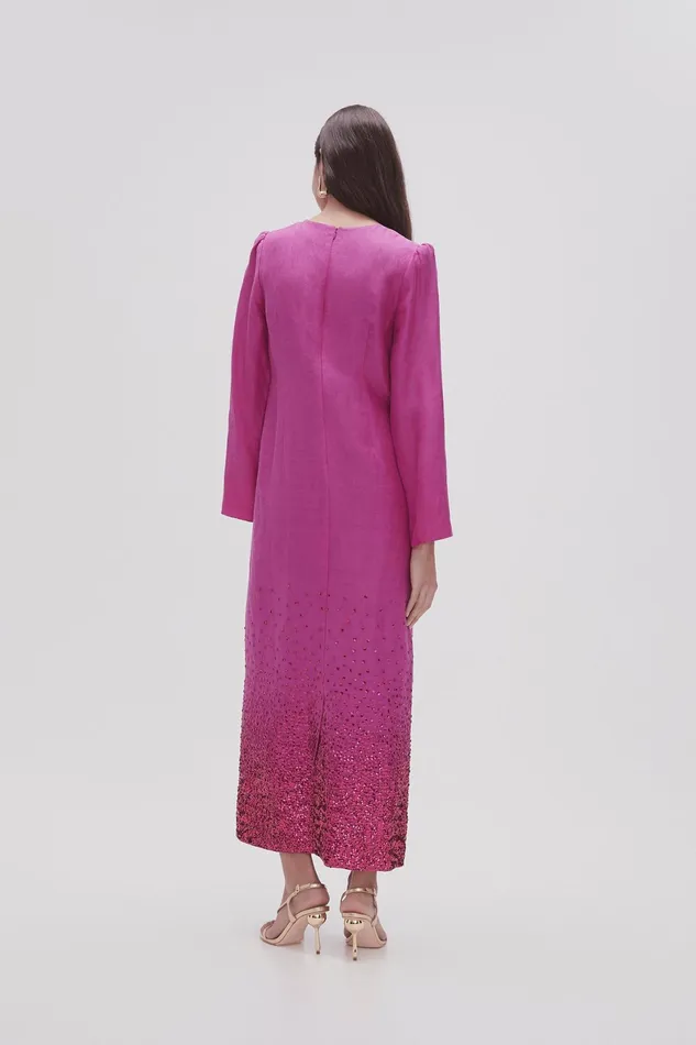 Aje Reflection Sequin Maxi Dress Deep Magenta Women Dresses