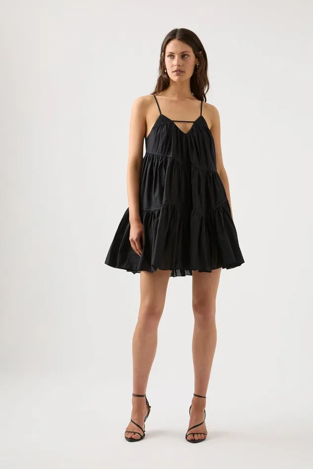 Aje Seraphina Swing Mini Dress Black Women Dresses