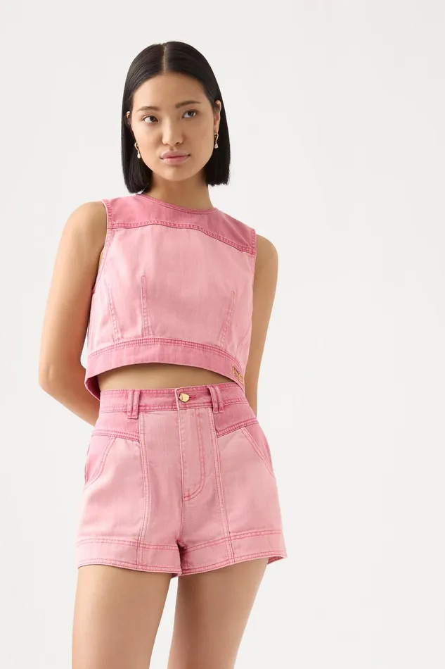 Aje Shades Pink Denim Short Two Tone Pink Women Denim