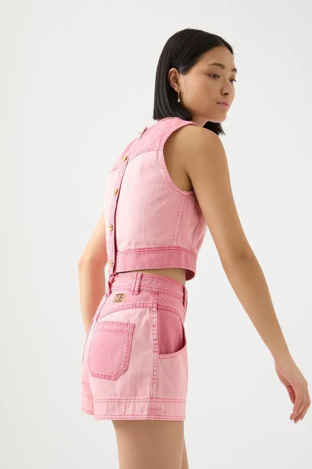 Aje Shades Pink Denim Short Two Tone Pink Women Denim