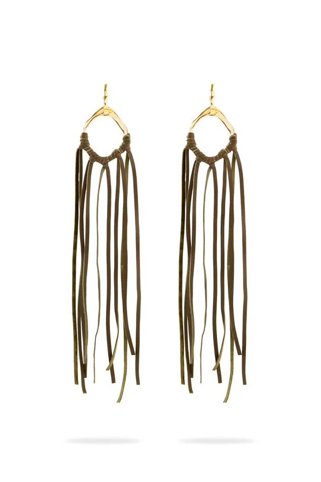 Aje Splice Tassel Hoop Earring Goldolive Green Women Jewellery