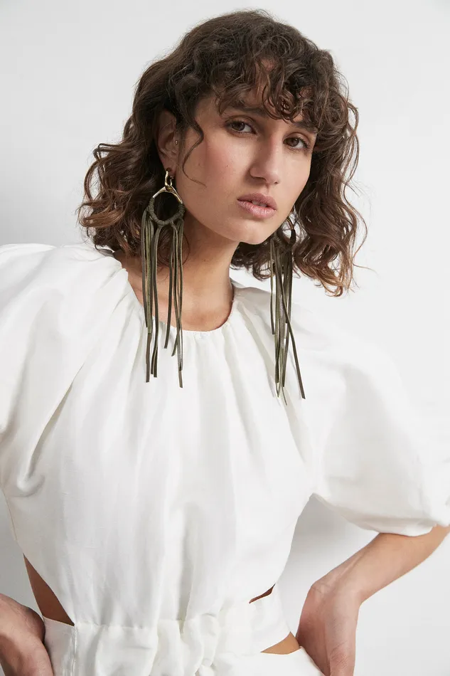 Aje Splice Tassel Hoop Earring Goldolive Green Women Jewellery