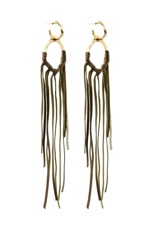 Aje Splice Tassel Hoop Earring Goldolive Green Women Jewellery
