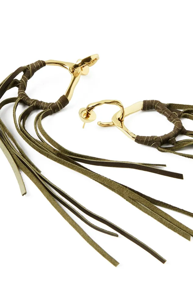 Aje Splice Tassel Hoop Earring Goldolive Green Women Jewellery