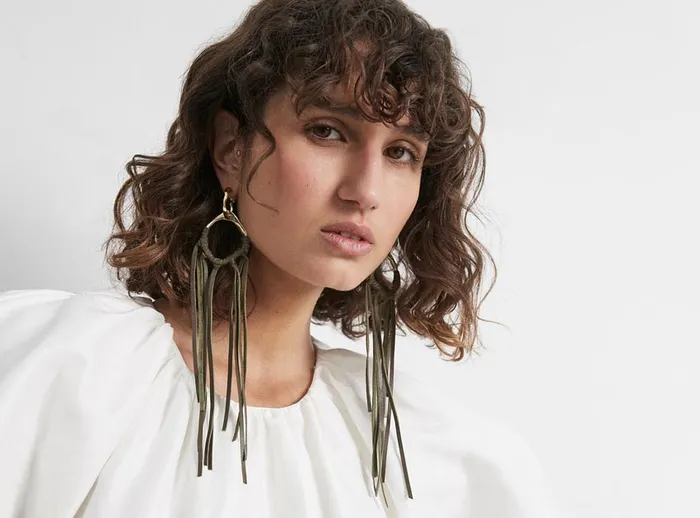 Aje Splice Tassel Hoop Earring Goldolive Green Women Jewellery