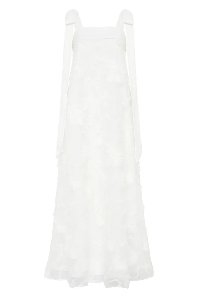 Aje Ursula Midi Dress Ivory Women Dresses