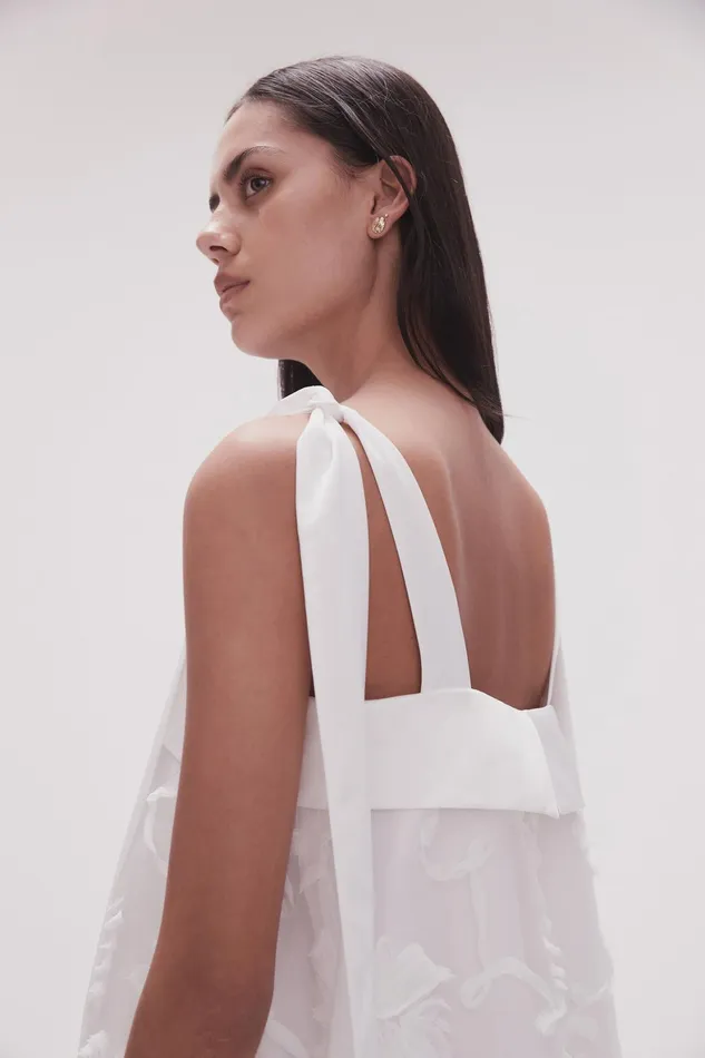 Aje Ursula Midi Dress Ivory Women Dresses