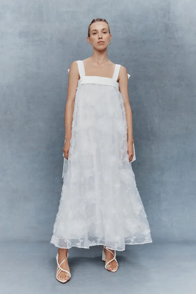 Aje Ursula Midi Dress Ivory Women Dresses