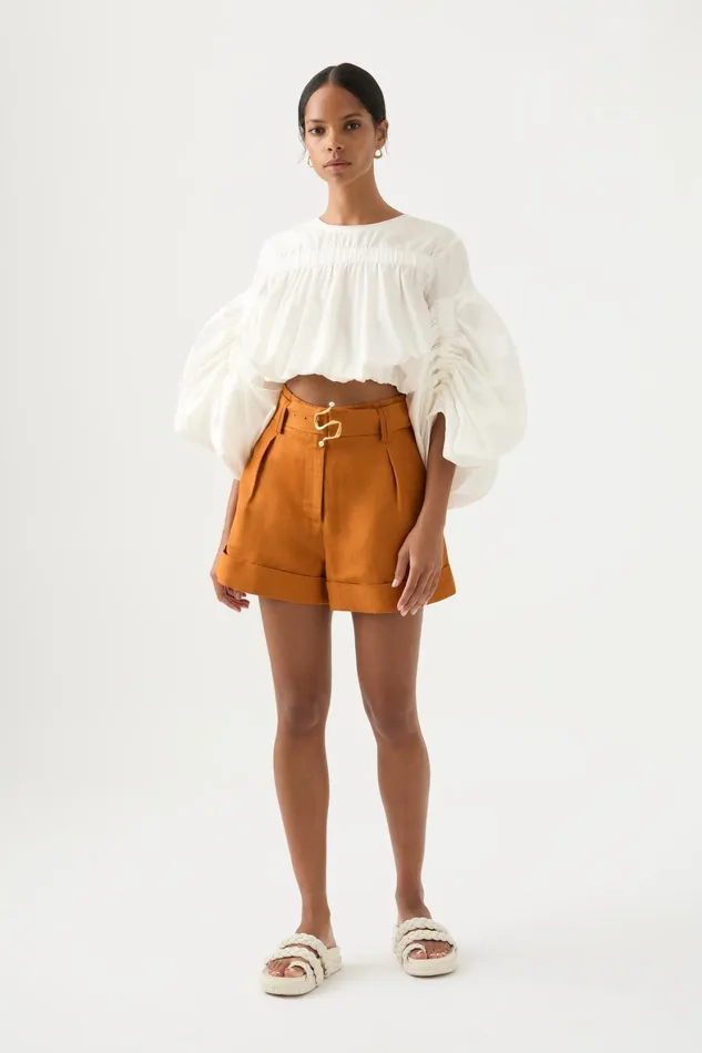 Aje Utopia Ruched Top Ivory Women Tops