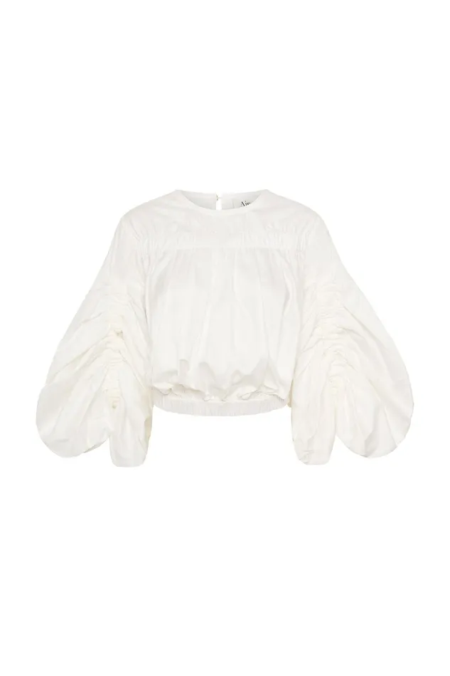 Aje Utopia Ruched Top Ivory Women Tops