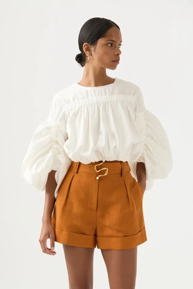 Aje Utopia Ruched Top Ivory Women Tops