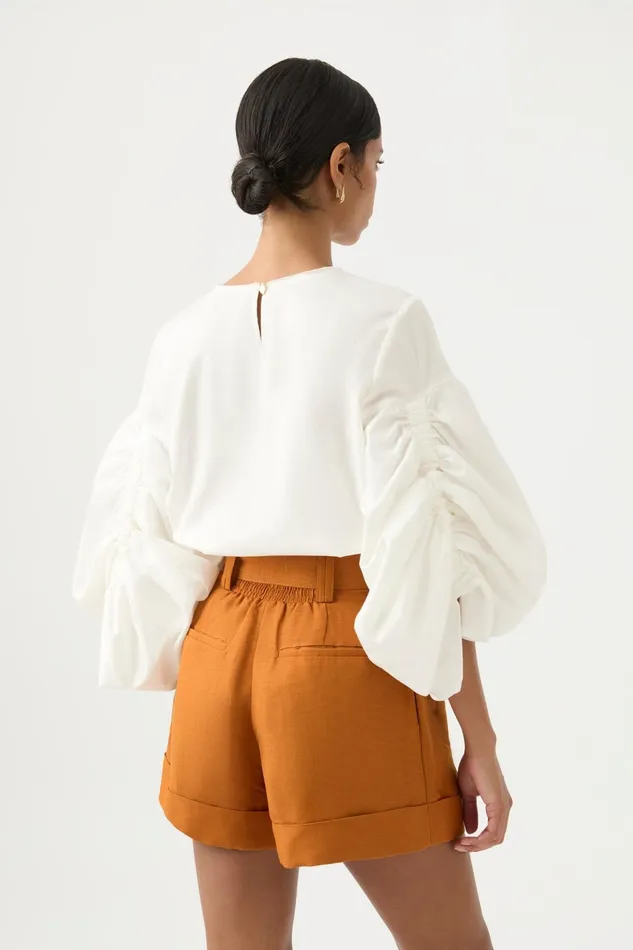 Aje Utopia Ruched Top Ivory Women Tops