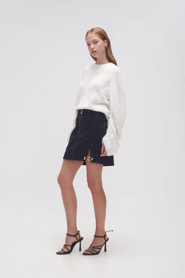 Aje Willa Denim Mini Skirt Black Women Skirts