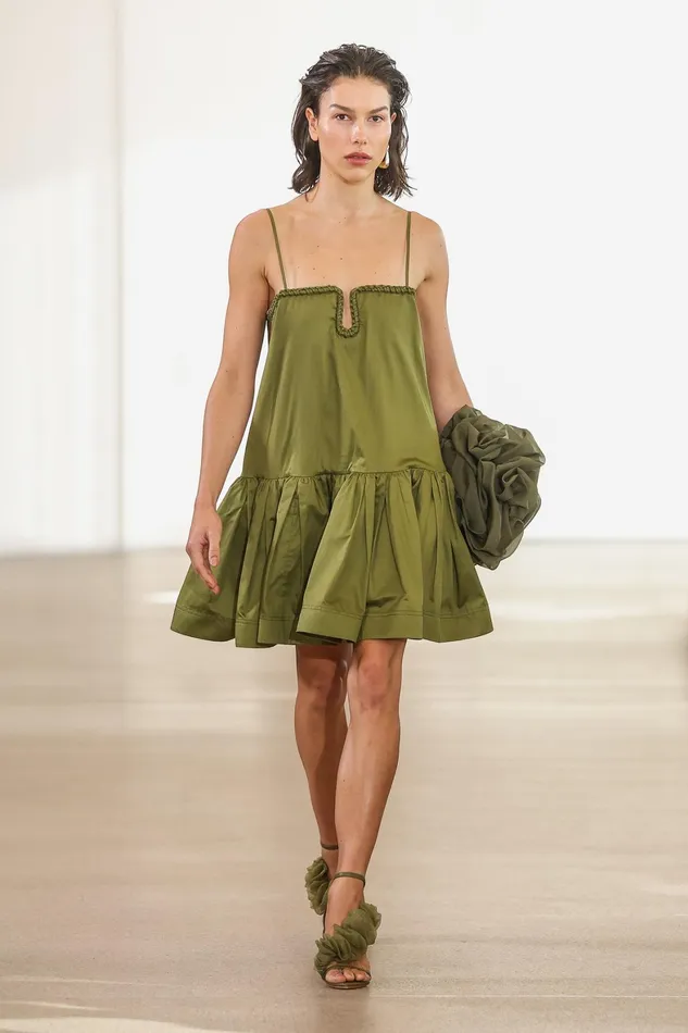 Aje Willow Sweetheart Mini Dress Deep Olive Women Dresses