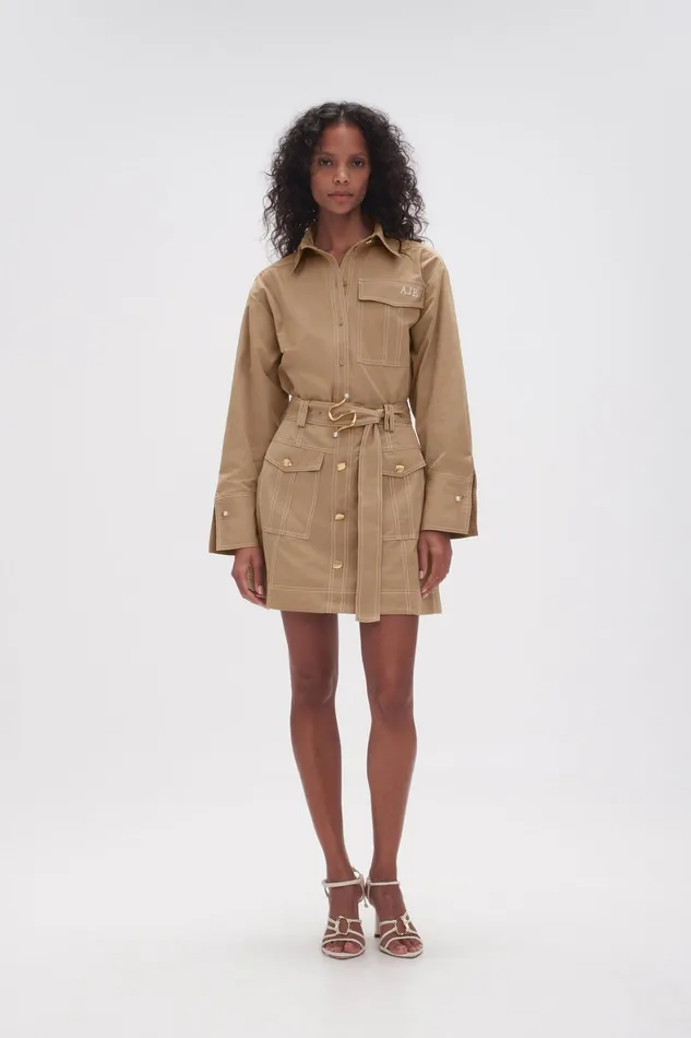 Aje Willow Utility Mini Skirt Taupe Grey Women Skirts