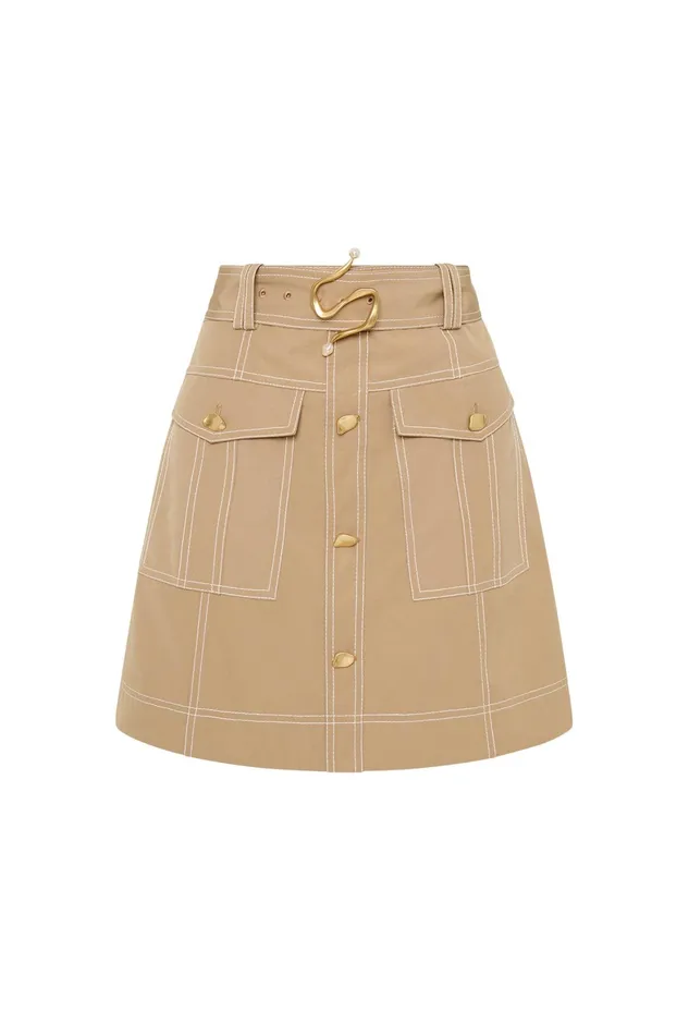 Aje Willow Utility Mini Skirt Taupe Grey Women Skirts