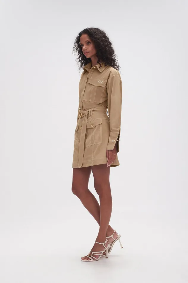 Aje Willow Utility Mini Skirt Taupe Grey Women Skirts
