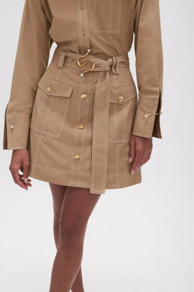 Aje Willow Utility Mini Skirt Taupe Grey Women Skirts