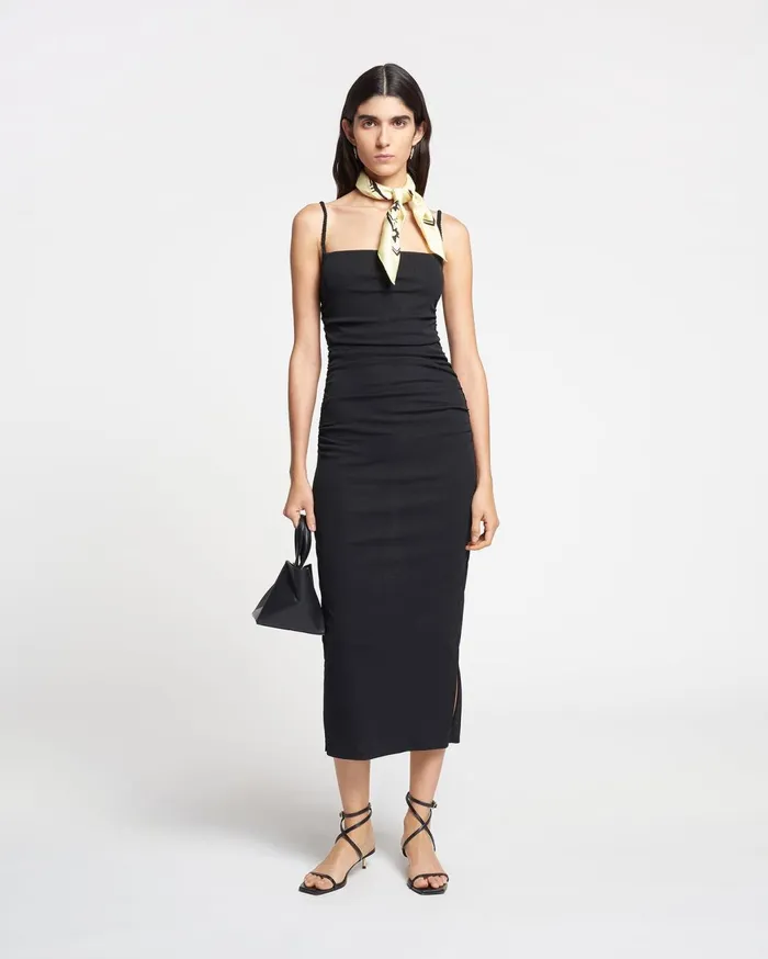 Alexa Mesh Jersey Midi Dress Black Women Nanushka Dresses