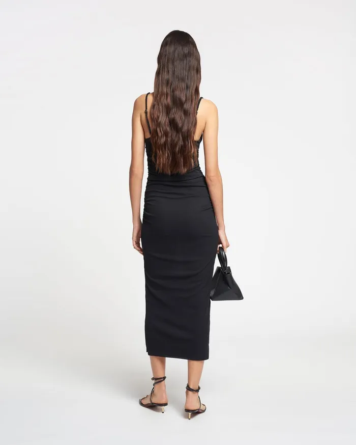 Alexa Mesh Jersey Midi Dress Black Women Nanushka Dresses
