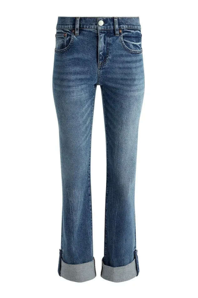 Alice Olivia Abilene Cuffed Jean With Snaps Brooklyn Blue Women Pants