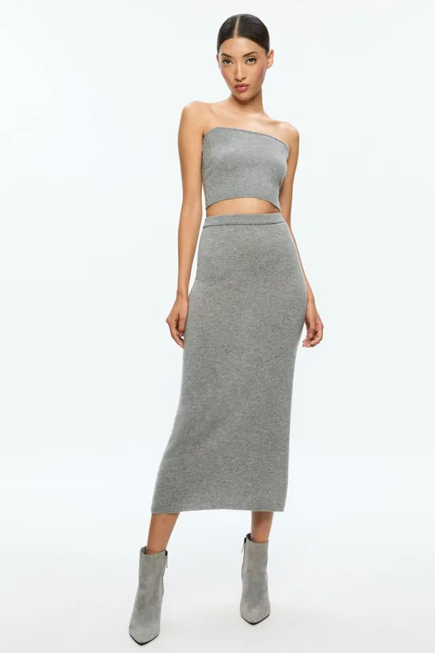 Alice Olivia Adrina Skirt Medium Heather Grey Women Skirts