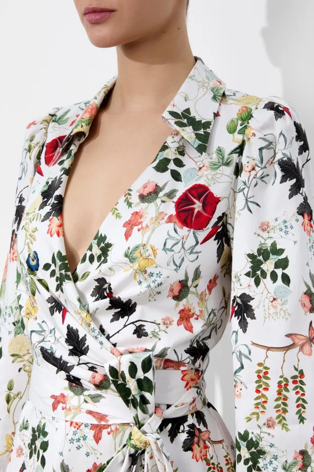 Alice Olivia Alisa Wrap Godet Shirt Dress Blush Kiss Vanilla Women Dresses