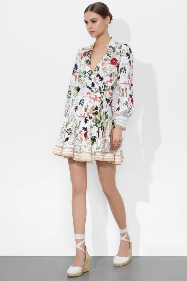Alice Olivia Alisa Wrap Godet Shirt Dress Blush Kiss Vanilla Women Dresses