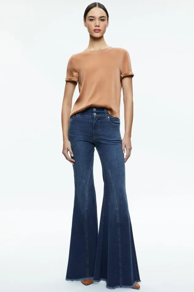 Alice Olivia Braden Relaxed Tee Camel Women Tops