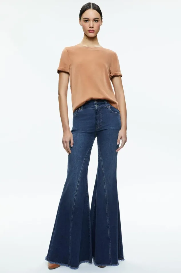 Alice Olivia Braden Relaxed Tee Camel Women Tops