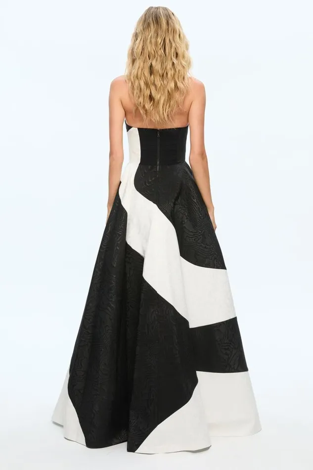 Alice Olivia Bridgette Maxi Gown Blackoff White Women Dresses