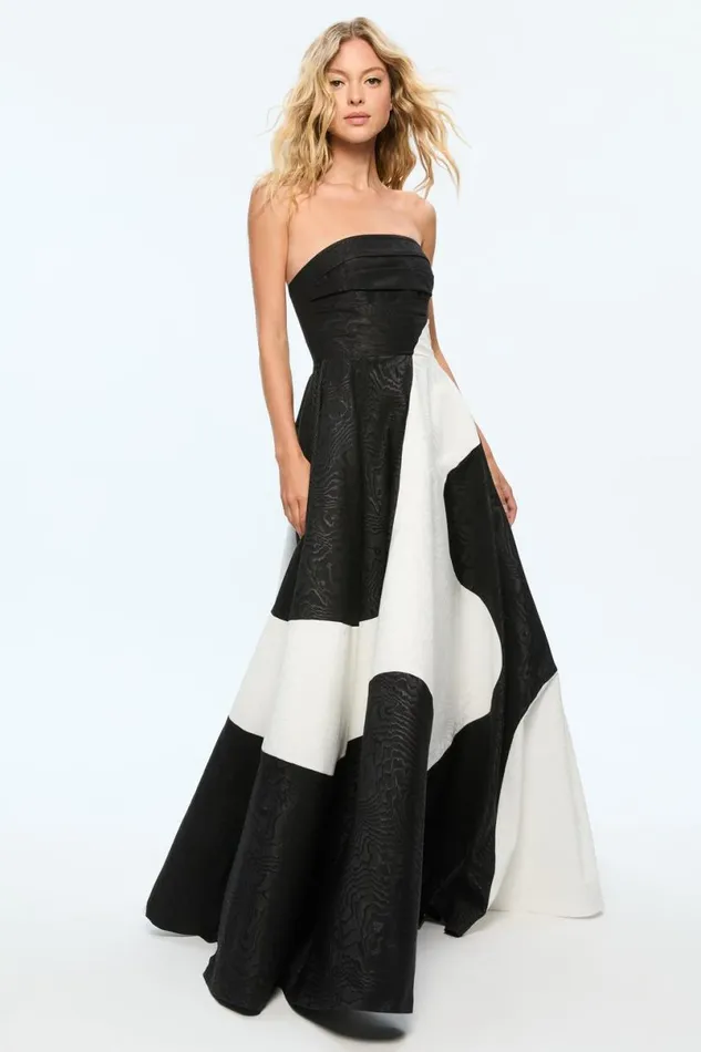 Alice Olivia Bridgette Maxi Gown Blackoff White Women Dresses