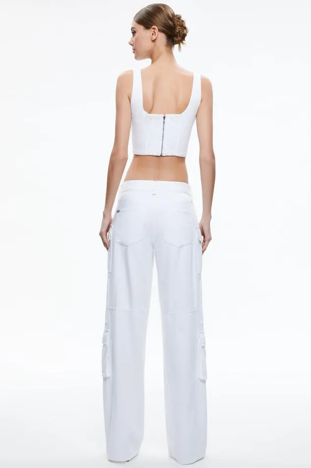 Alice Olivia Cay Cargo Jean White Women Pants
