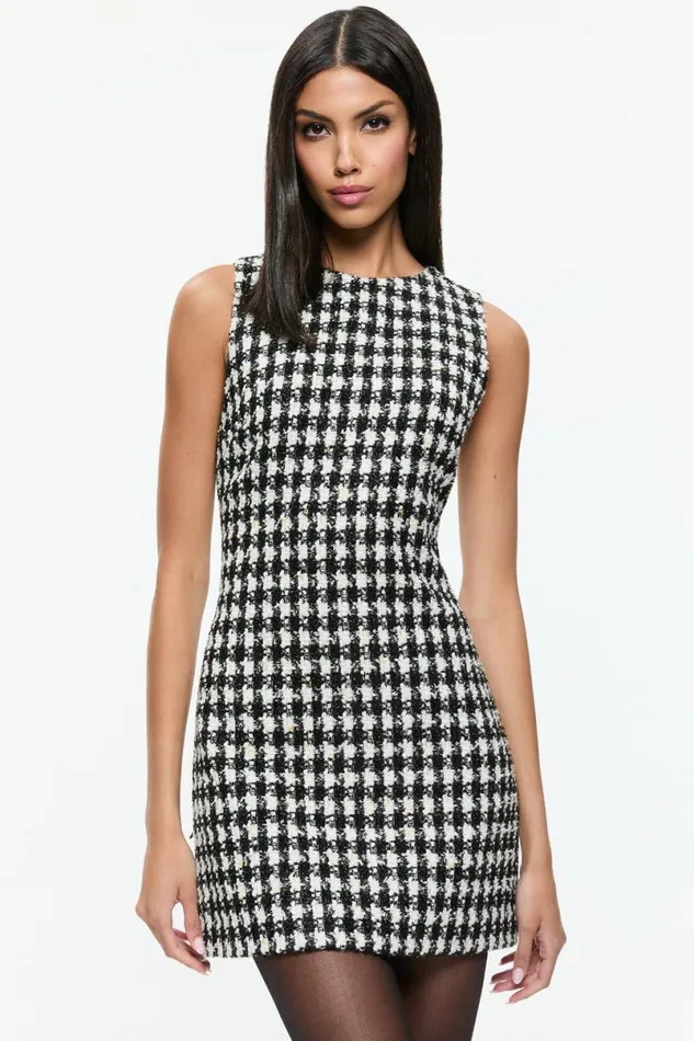 Alice Olivia Clyde Mini Dress Blackwhite Women Dresses