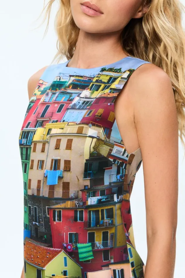 Alice Olivia Clyde Mini Dress Italian Landscape Women Dresses