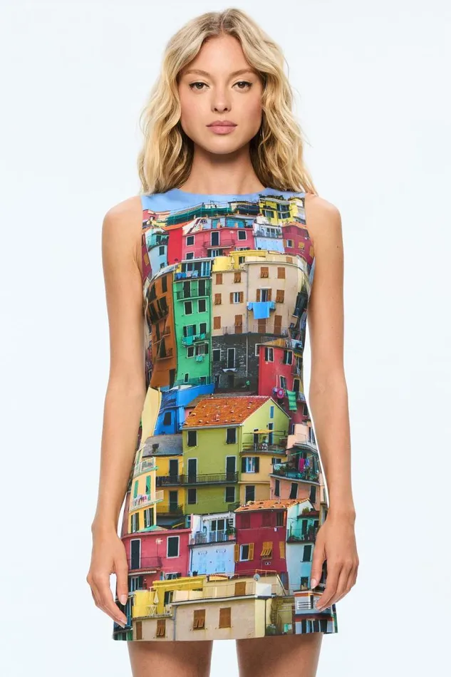 Alice Olivia Clyde Mini Dress Italian Landscape Women Dresses
