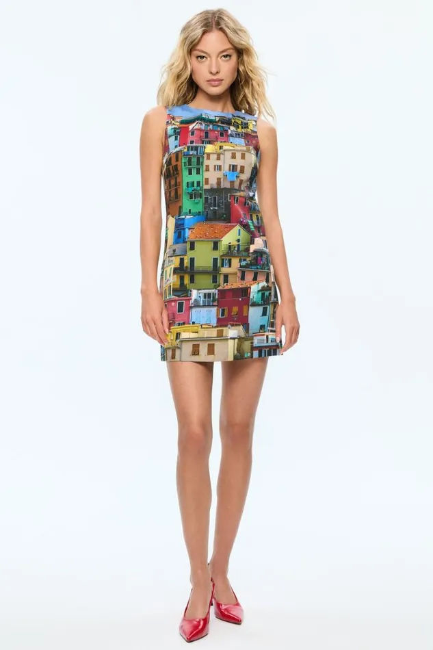 Alice Olivia Clyde Mini Dress Italian Landscape Women Dresses