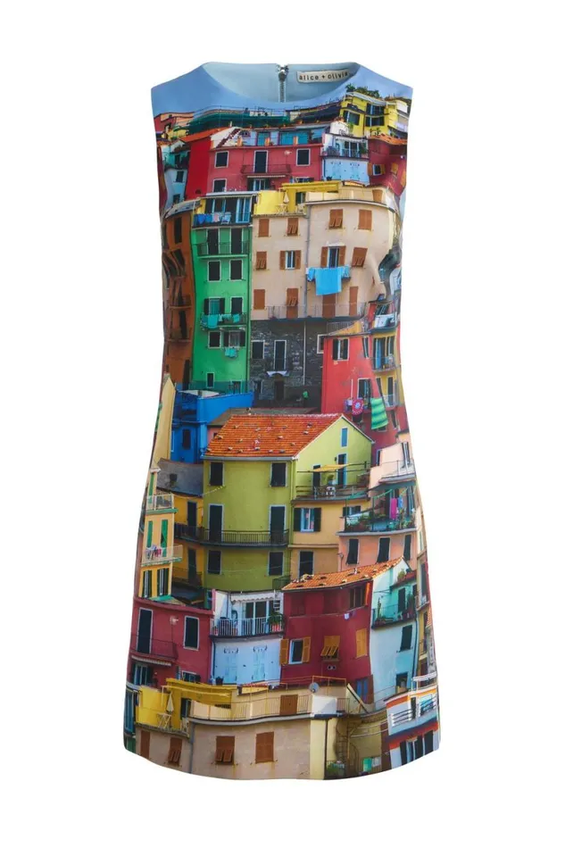 Alice Olivia Clyde Mini Dress Italian Landscape Women Dresses