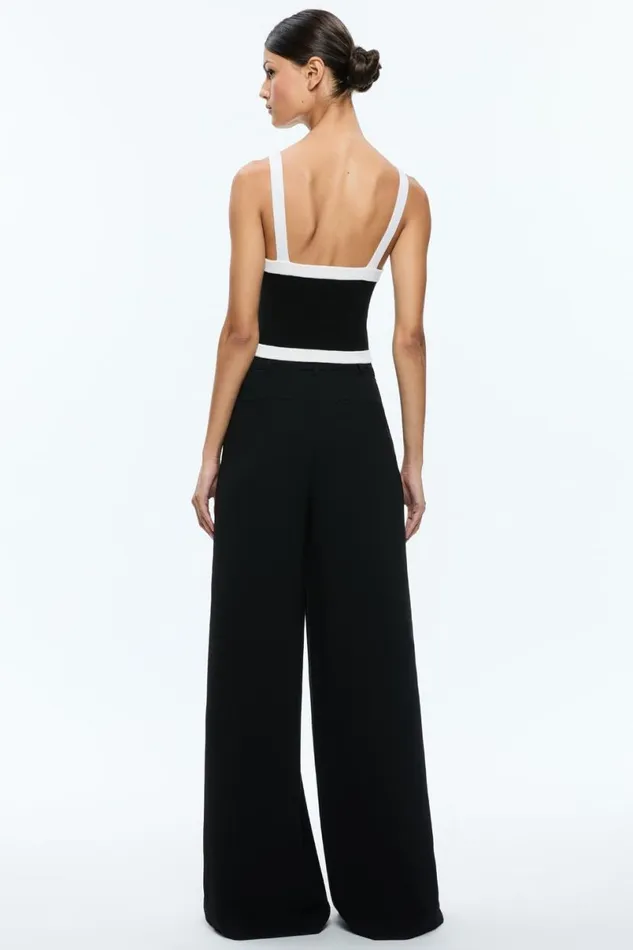 Alice Olivia Dandi Knit Tank Blacksoft White Women Tops