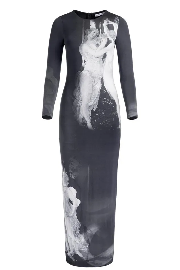Alice Olivia Delora Maxi Dress Renaissance Fresco Women Dresses