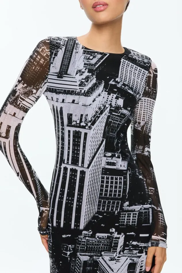 Alice Olivia Delora Midi Dress Cityscape Women Dresses