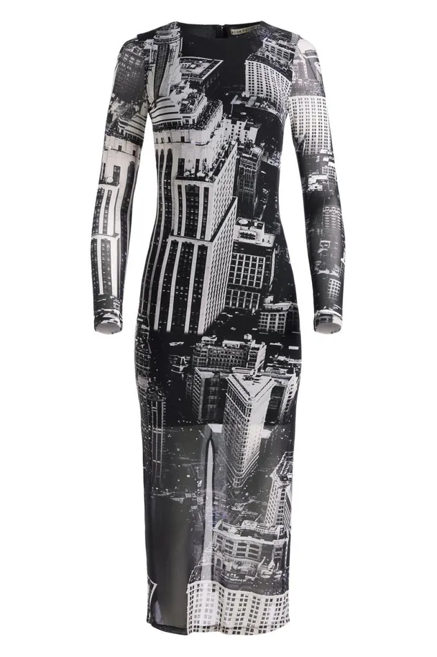 Alice Olivia Delora Midi Dress Cityscape Women Dresses