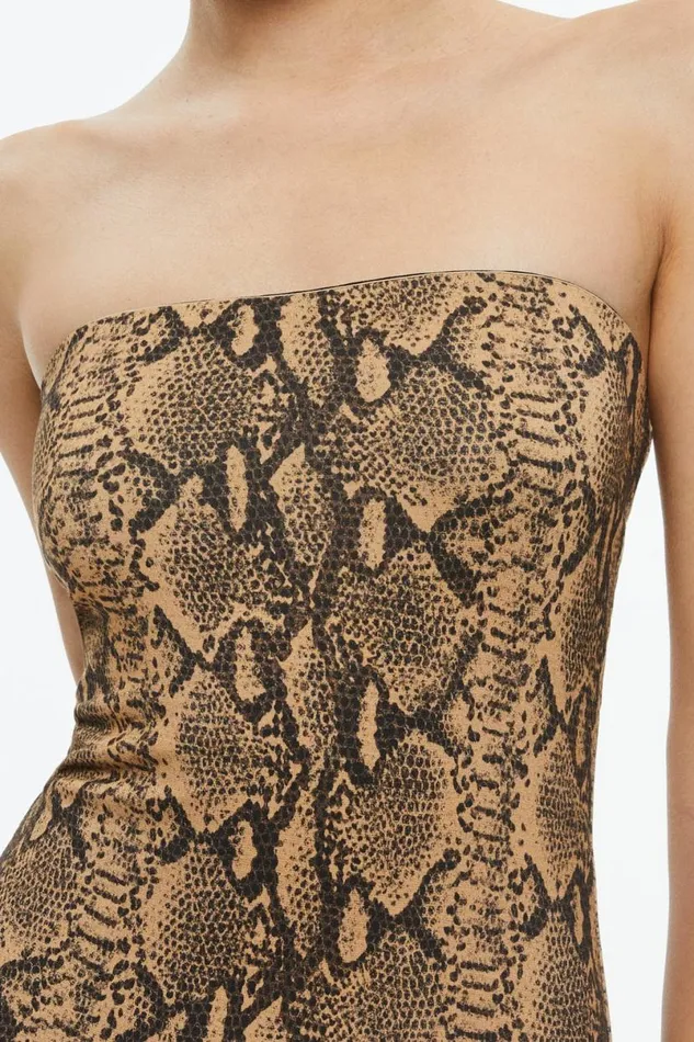 Alice Olivia Delora Strapless Maxi Dress Camelblack Snake Women Dresses