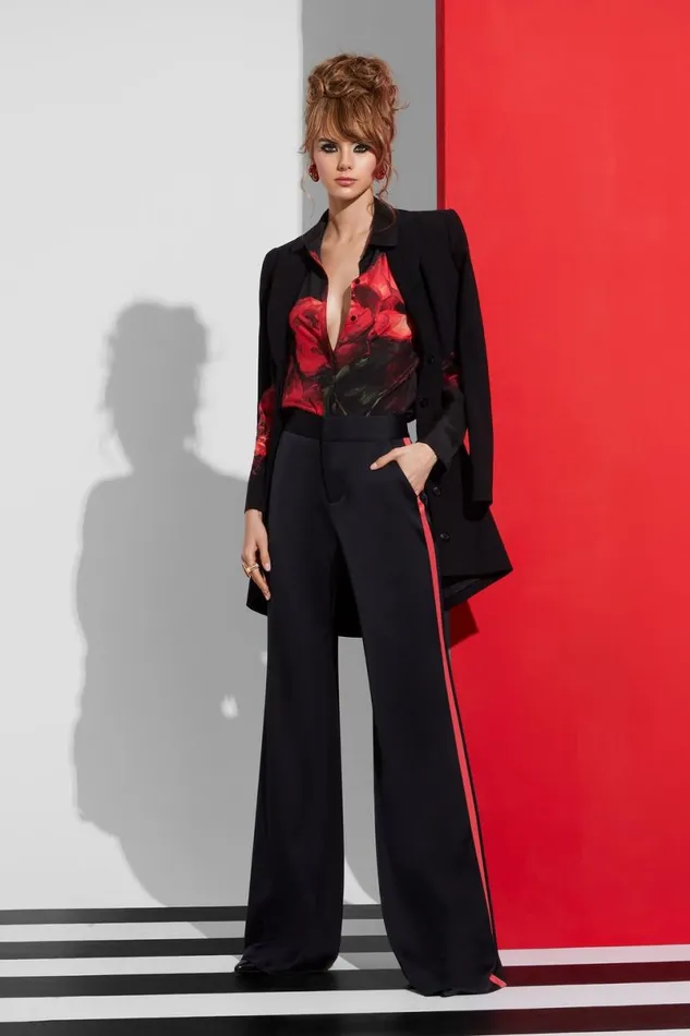 Alice Olivia Dylan Pant Blackbright Ruby Women Pants