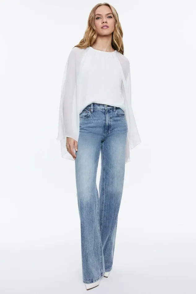 Alice Olivia Gitana Blouson Cropped Top Off White Women Tops