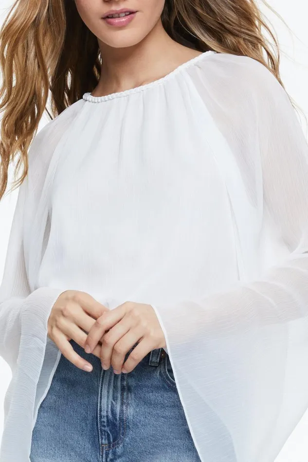 Alice Olivia Gitana Blouson Cropped Top Off White Women Tops